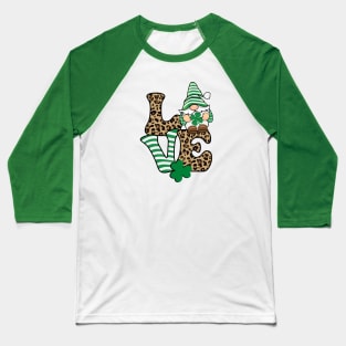 Love St. Patrick's Day Gnome Leopard Print Baseball T-Shirt